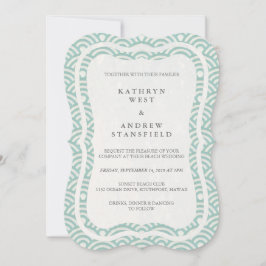 Invitación La Seigaiha japonesa ondea una elegante boda playe