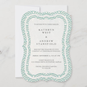 Invitación La Seigaiha japonesa ondea una elegante boda playe