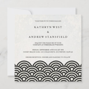 Invitación La Seigaiha japonesa ondea una elegante boda playe