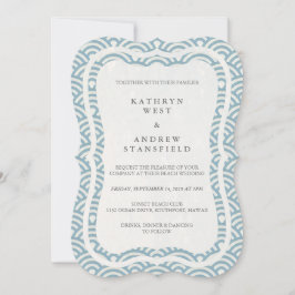 Invitación La Seigaiha japonesa ondea una elegante boda playe