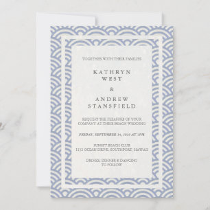 Invitación La Seigaiha japonesa ondea una elegante boda playe