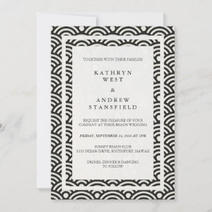 Invitación La Seigaiha japonesa ondea una elegante boda playe