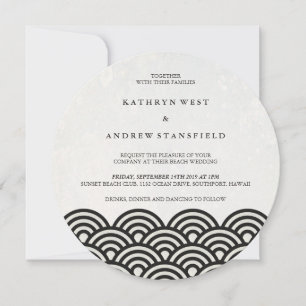 Invitación La Seigaiha japonesa ondea una elegante boda playe