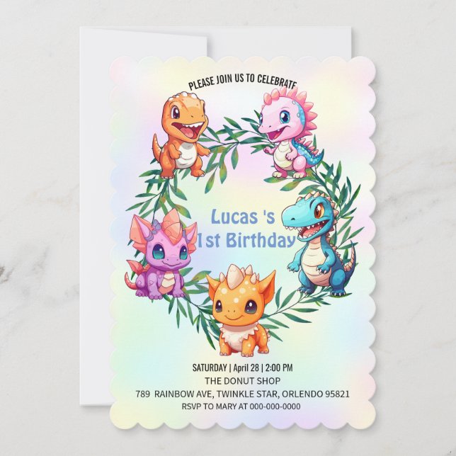 Invitación La selva de los dinosaurios de la escuela fiesta d (Anverso)