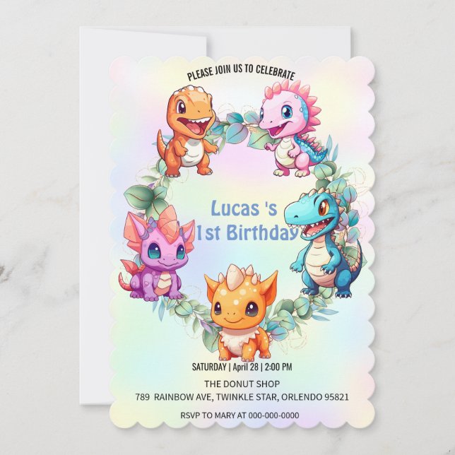 Invitación La selva de los dinosaurios de la escuela fiesta d (Anverso)