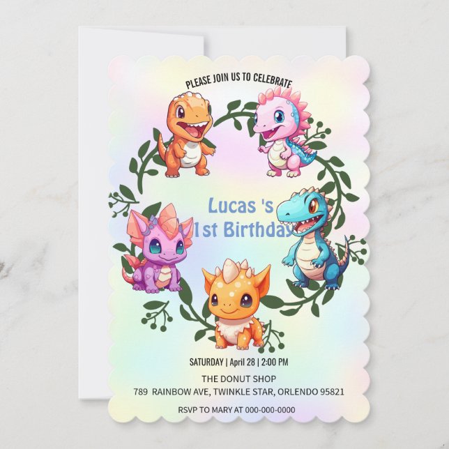 Invitación La selva de los dinosaurios de la escuela fiesta d (Anverso)