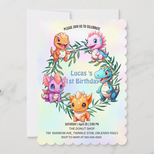 Invitación La selva de los dinosaurios de la escuela fiesta d (Anverso)