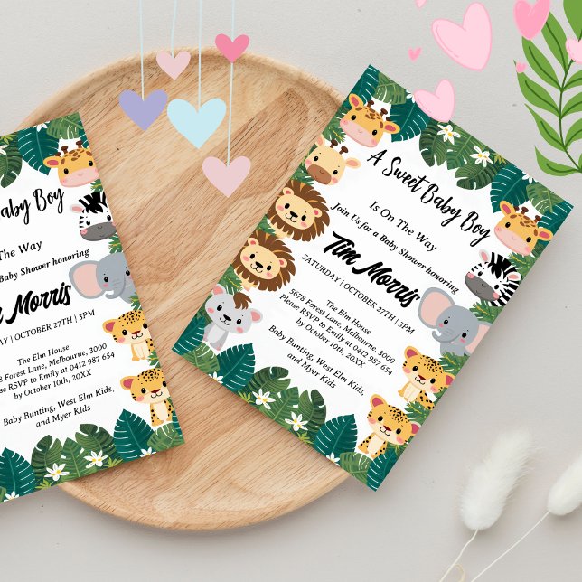 Invitación La Selva Salvaje Safari Baby Shower (Subido por el creador)