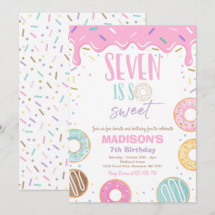 Invitación La Séptima Fiesta de Cumpleaños Siete Es Tan Dulce