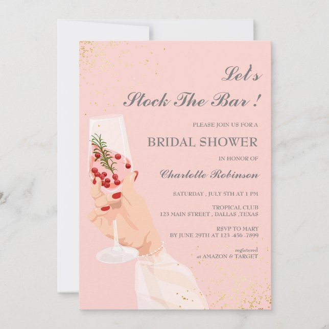 Invitación La Serie Elegante La Ducha Bridal Bar (Anverso)