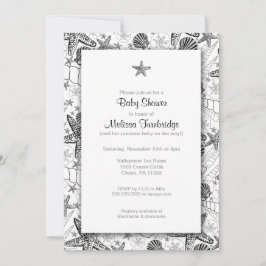 Invitación La silueta Baby Shower de las estrellas de mar de