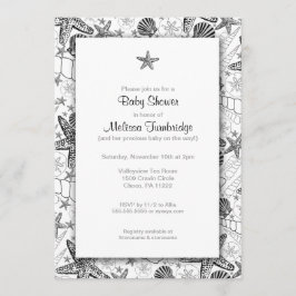 Invitación La silueta Baby Shower de las estrellas de mar de