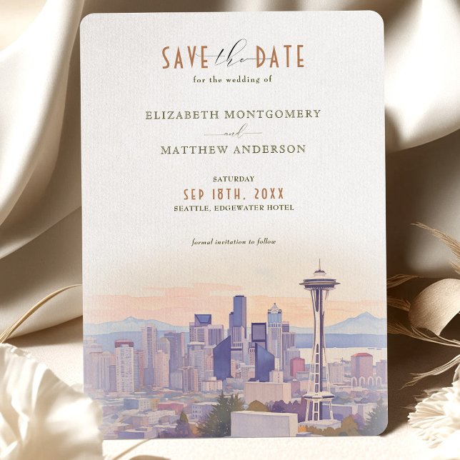 Invitación La silueta de sol Seattle Guardar la fecha (Subido por el creador)