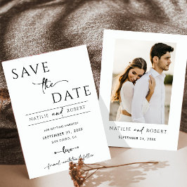 Invitación La simple boda blanca y negra salva la fecha