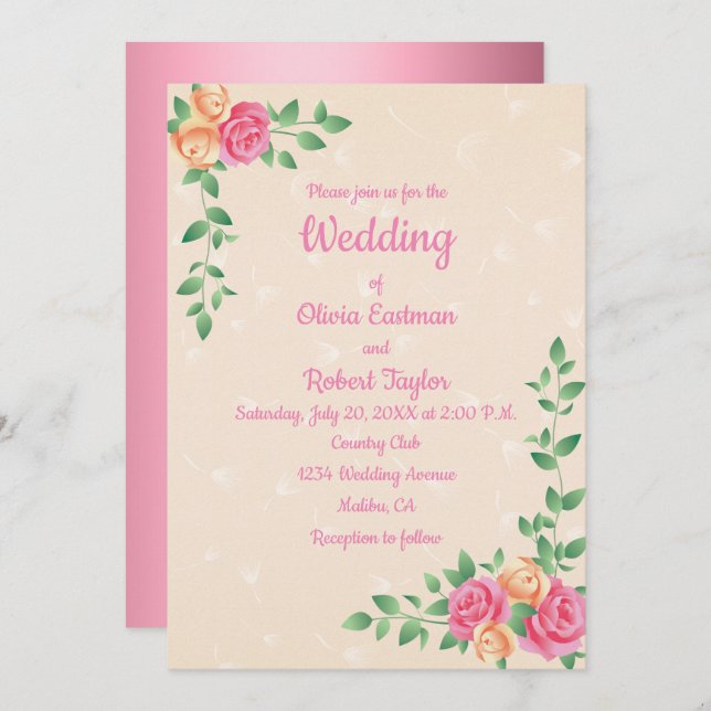 Invitación La simplicidad personalizada es el mejor boda rosa (Anverso / Reverso)