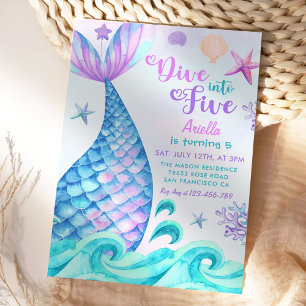 Invitación La Sirena 5 Cumpleaños Pasa A Cinco Fiestas