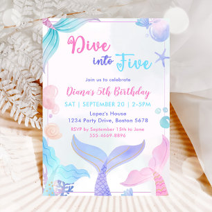 Invitación La Sirena 5 Cumpleaños Pasa A Cinco Fiestas