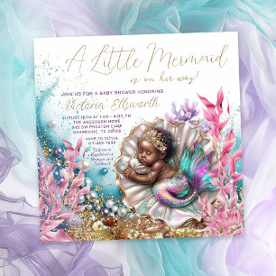 Invitación La sirena afroamericana Clamshell Baby Shower