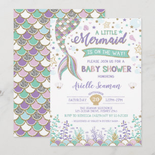 Invitación La sirena Baby Shower debajo del mar invita a la