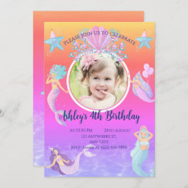 Invitación La sirena bajo el agua del mar cumpleaños del océa