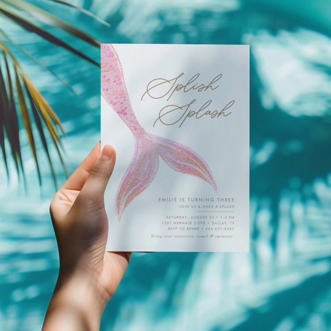 Invitación La sirena bajo el mar Chicas Bonito cumpleaños ros (Subido por el creador)