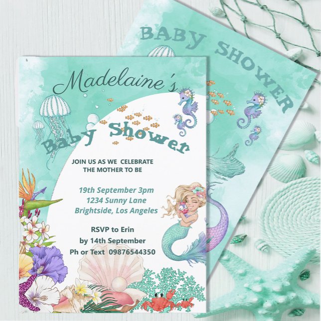 Invitación La sirena barata de Baby Shower bajo el mar (Subido por el creador)
