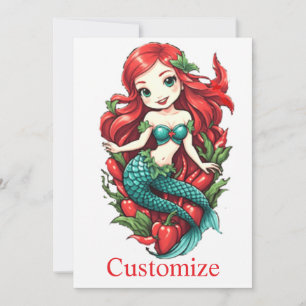 Invitación La sirena de doble cola de la cabeza roja Thunder_