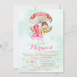 Invitación La sirena de la sirena de la bebé dice "Tiara Gold