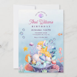 Invitación La sirena en el cumpleaños del mar