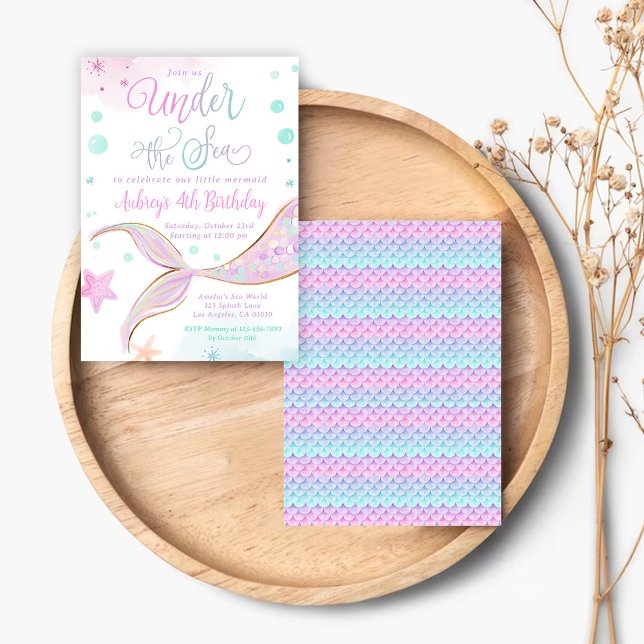 Invitación La sirena Fiesta de la piscina de cumpleaños bajo  (Subido por el creador)