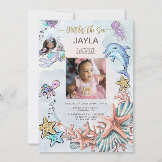 Invitación La sirena Fiesta del primer cumpleaños. Foto ONEde