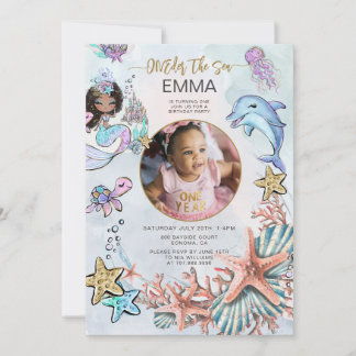 Invitación La sirena Fiesta del primer cumpleaños. Foto ONEde