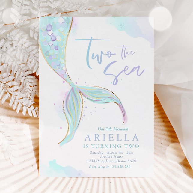 Invitación La sirena Fiesta dos, la sirena marina, segundo cu (Subido por el creador)