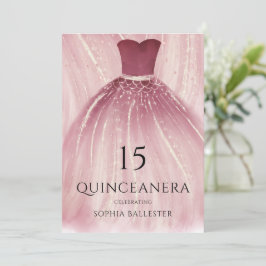 Invitación La sirena morada de Borgoña Vestida Quinceanera Fi
