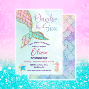 Invitación La sirena pequeña, una de las Fiestas del primer c