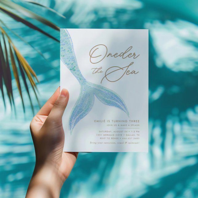 Invitación La sirena que abre el mar Chicas cumpleaños azul (Subido por el creador)
