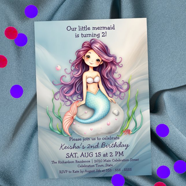 Invitación La sirena soñadora bajo la fiesta de cumpleaños de (Subido por el creador)