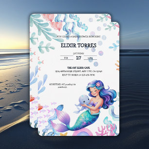 Invitación La sirena suave bajo el agua del mar Baby Shower