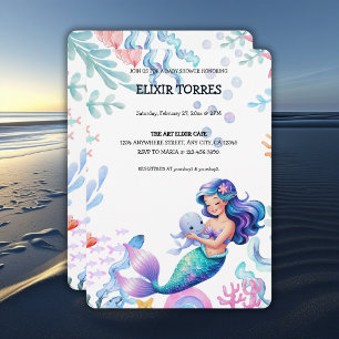 Invitación La sirena suave bajo el agua del mar Baby Shower