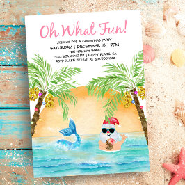 Invitación La sirena tropical de Santa Mermaid qué Fiesta de