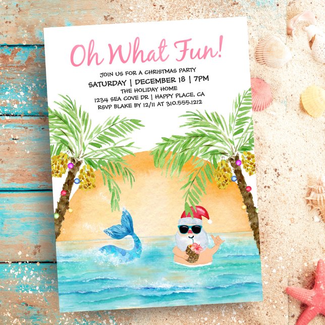 Invitación La sirena tropical de Santa Mermaid qué Fiesta de  (Subido por el creador)