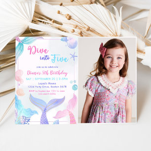 Invitación La Sirenita 5 Cumpleaños Se Sumerge En Cinco Fiest