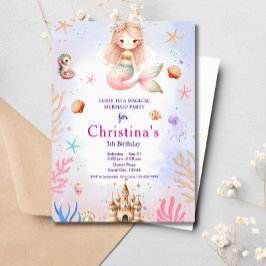 Invitación La Sirenita Bajo El Mar Magical Partido Cumpleaños