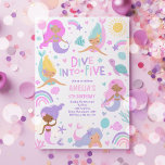 Invitación La Sirenita Bajo El Mar Se Sumerge En Cinco Años<br><div class="desc">Sirena Bajo el Mar Submarinismo en 5 5 cumpleaños Invitación Todos los diseños son © PIXEL PERFECTION FIESTA LTD</div>
