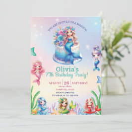 Invitación La Sirenita Mágica Chica Del Partido De Cumpleaños