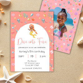 Invitación La Sirenita se sumerge en una foto de cinco cumple