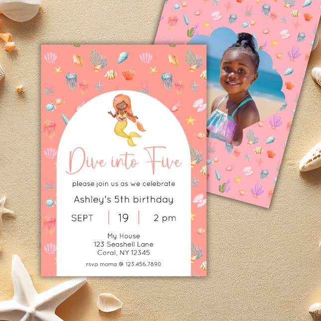 Invitación La Sirenita se sumerge en una foto de cinco cumple (Subido por el creador)