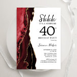 Invitación La sorpresa blanca del oro del Agate rojo 40 cumpl<br><div class="desc">El rojo, el blanco y el oro agate sorprenden la 40ª invitación a la fiesta de cumpleaños. Elegante diseño moderno con fondo geodésico de mármol agate acuarela, oro falso purpurina y tipografía de escritura. La carta de invitación de moda es perfecta para una elegante celebración del cumpleaños de las mujeres....</div>