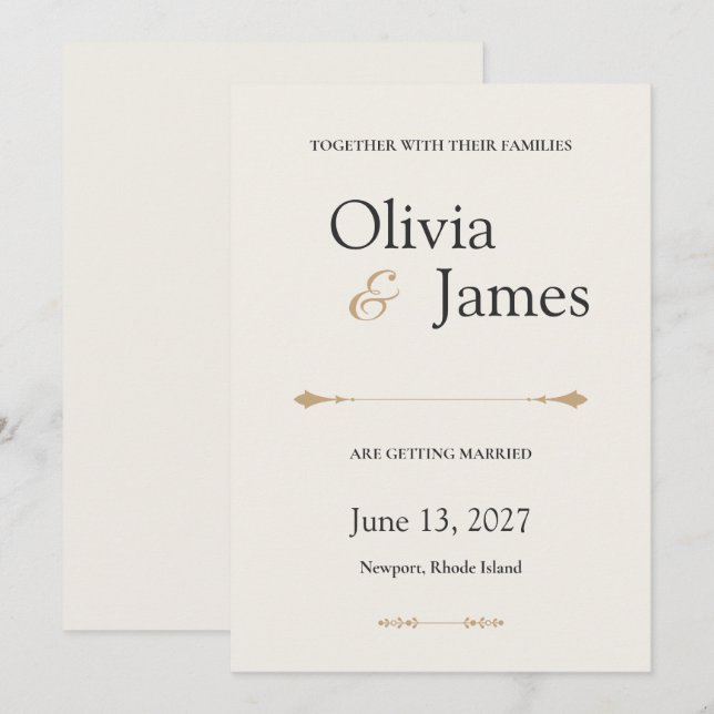 Invitación La Suite de Boda de Lujo Minimalista (Anverso / Reverso)