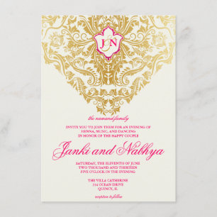 Invitación La suposición prospera la boda árabe india de oro